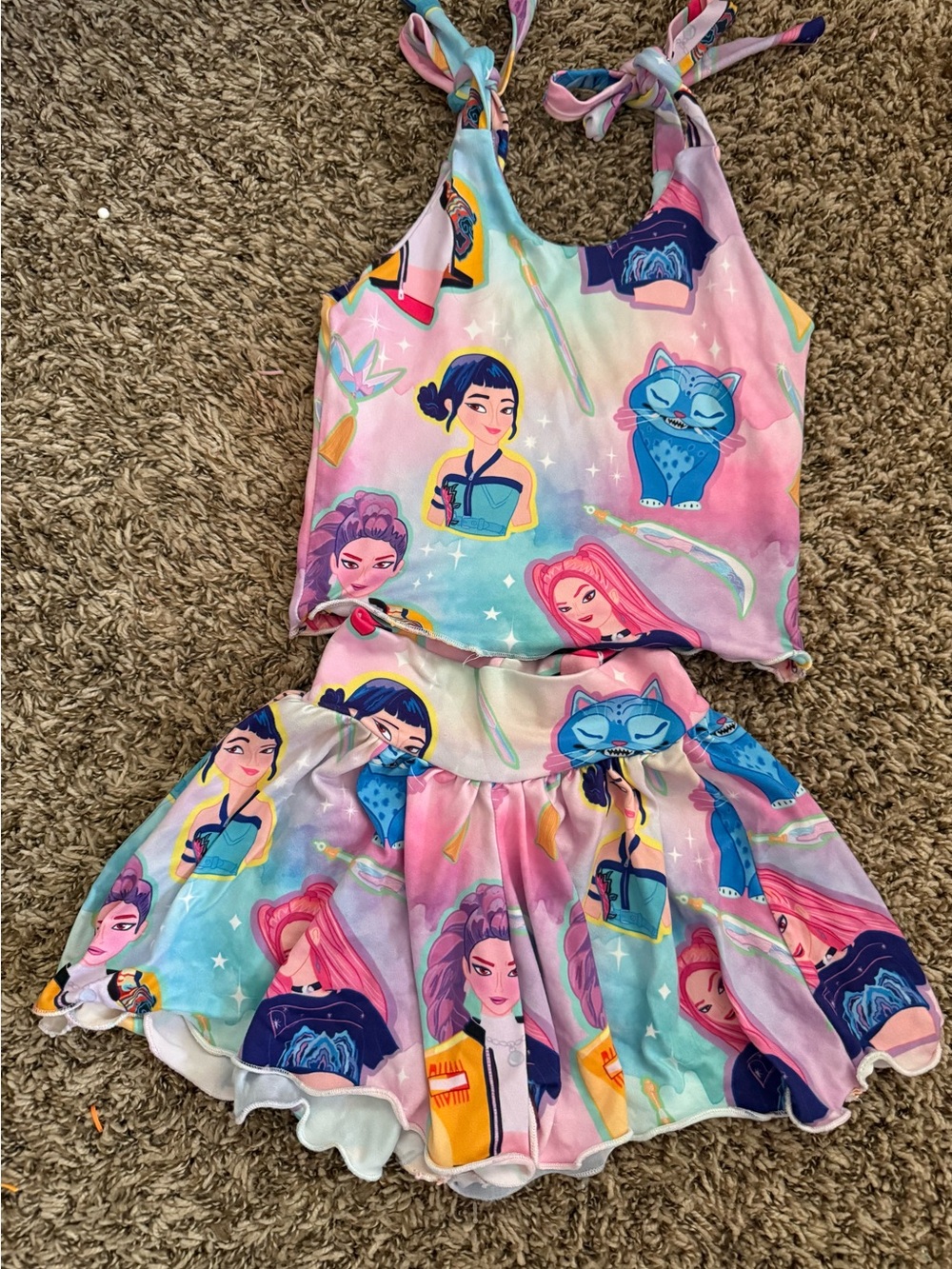 Disney Pink & Blue Cartoon Character Two-Piece Matching Set